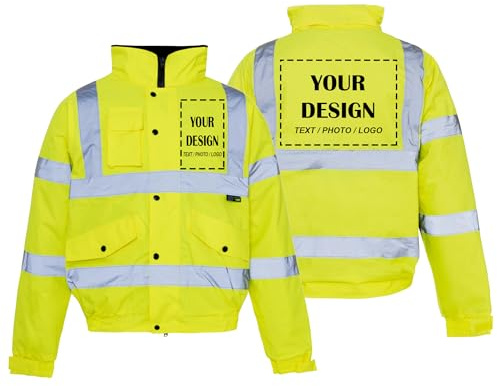 Stormway High Visibility Custom Bomber Jacket - Reflective, Personalized Safety Workwear, Fluorescent, Waterproof, Class 3 Hi-Vis Outdoor Gear for Men and Women, Ideal for Work, Safety & Security Use