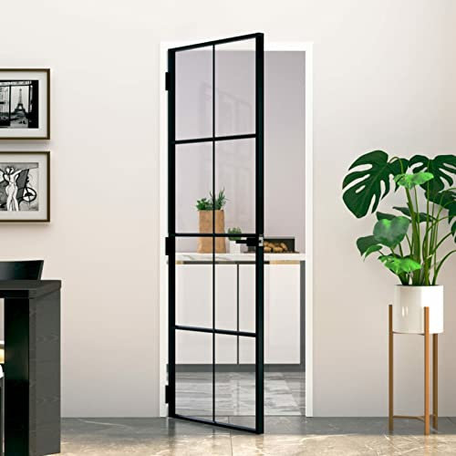 Rantry Innentür, schwarz, 76 x 201,5 cm, gehärtetes Glas und Aluminium, 331 Haustüren