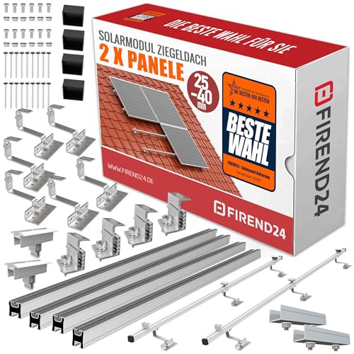 SET 2x PV-Module 35mm, PV, Photovoltaik, Aufständerung, Dachhalterung, Befestigung, Halter, Halterung, Solar, Solarmodul, Solarpanel, PV Halter, Ziegeldach, 25-40mm