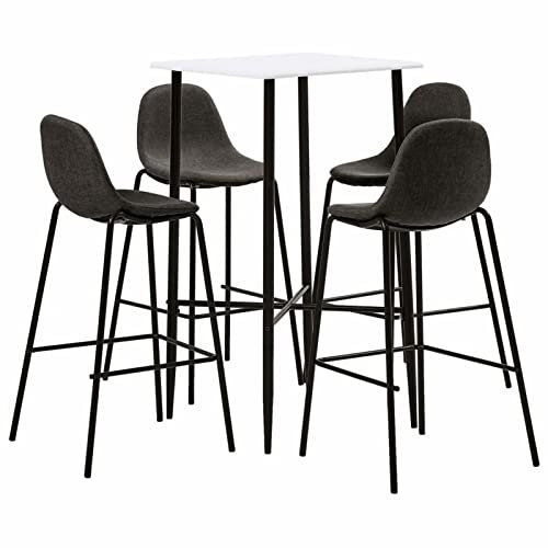 ZEYUAN 5-TLG. Bar-Set Stoff Dunkelgrau Bartisch Mit Barhocker Set, Hochtisch Mit Stühlen Set, Esstisch Mit Stühlen, Küchentheke Mit Hocker, 3050007