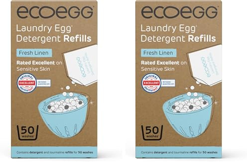 Ecoegg Laundry Egg Refill Pellets, 50 Wash Fresh Linen (Pack of 2)