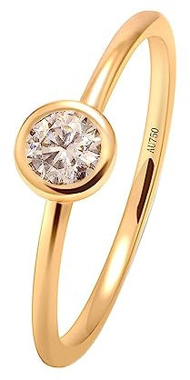 Tolldek 18K Au750 Gold Echtes Ring, Klassiker Eheringe mit Diamant 0.3ct, Gelbgold 750 Freundschaftsringe Verlobungsring Pärchen Ringe für Damen, Gold, Gr.66