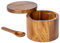 Caja de sal de madera, caja de sal, bodega de sal y pimienta, cuchara integrada, contenedor de sal para el hogar, tarro de madera para sal y pimienta, salero y pimentero, cuchara integrada