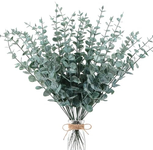 Jesustree Plantas Eucalipto Artificial 36 Piezas Hojas de eucalipto Artificiales, Hojas y ramas de eucalipto Simuladas para Arreglo de Flores, Decoración de Navidad