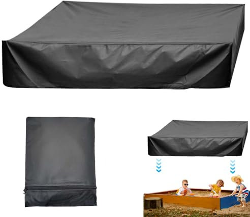 Mineup Sandkasten Abdeckung,150X150X20CM Wasserdicht Sandkastenabdeckung mit Aufbewahrungstasche,Sandkastenplane, Wasserdicht 210D Oxford-Stoff Kordelzug Sandkastenabdeckung für Sandkasten Pool Garten
