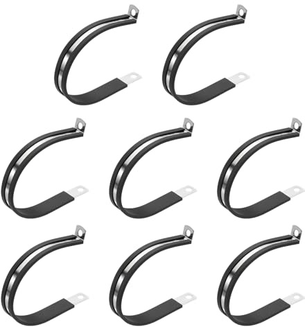 PATIKIL 2-3/4 Inch Cable Clamp, 8 Pack 304 Stainless Steel Rubber Cushioned Insulated Pipe Metal Clamp for Tube Pipe Hose Cable Wire Cord Installation