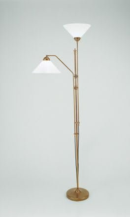 Licht-Erlebnisse Deckenfluter Messing Glas in Berliner Messing Wohnzimmer 200 cm E27 mit Lesearm flexibel Ambiente Lesen Rustikal große Stehlampe blendarm