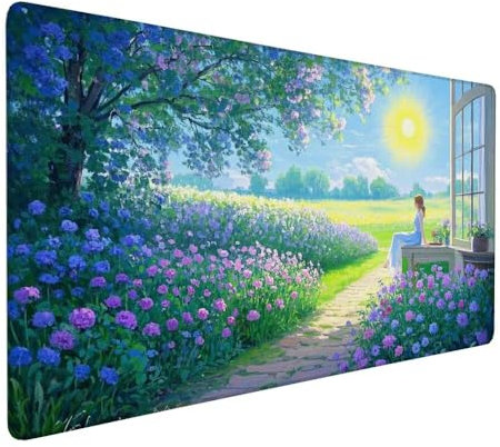 Garden Mouse Mat XXL 35.4x11.8in Large Gaming Mouse Pad Woman Desk Mat Stitched Edges, Japanese Mousepad with Anti-Slip Rubber Base Computers Accessories for Laptop Office Decor, Gifts for Women X-752