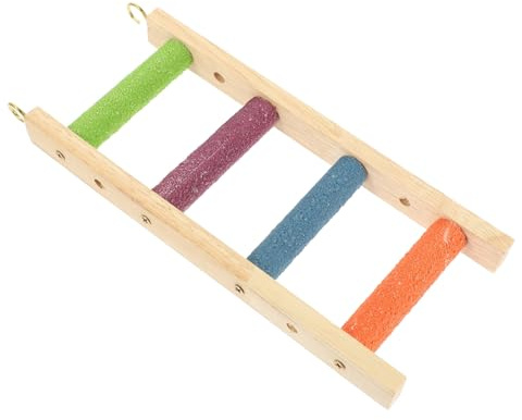 CVUTOVO Bird Training Ladder Parrot Climbing Toy Wooden Cage Accessory with Sandpaper Steps for Parakeets Small Cockatoos Mini Macaws Hamster Cage Play