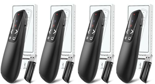 (4 unidades) Control remoto inalámbrico para presentaciones, clicker para laptop, puntero de presentaciones de PowerPoint, clic RF para control remoto de presentaciones, presentación de diapositivas