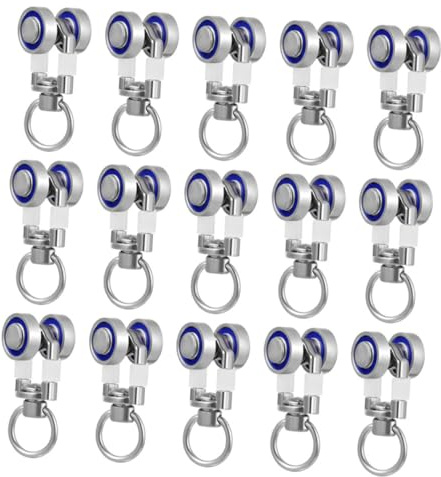 HOOTNEE 15piezas Rodillos Metálicos para Cortinas Poleas para Rieles Deslizadores Silenciadores Sistema De Riel De Cortina Fácil Instalación