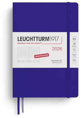 LEUCHTTURM1917 372596 Tageskalender Medium (A5) 2026, 12 Monate, Ink, Deutsch