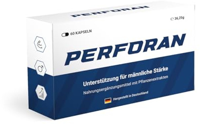 Perforan Männer Kapseln hochdosiert – L-Arginin Maca Ginseng Zink – vegan | Mit L-Arginin, Maca & Ginseng für männliche Stärke – Zink, Selen, Folsäure & Vitamin D3 – vegan, laborgeprüft – 60 Kapseln