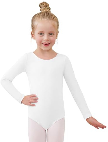 White Long Sleeve Leotards for Girls Ballet Dance Leotards for Toddler Girls Gymnastics Ballerina Kids Outfits 2-4 Years