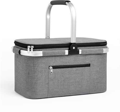 EBEAKA 32L Faltbarer Einkaufskorb, Isolierender Bag-Design, Robuster Und Rutschfester Einkaufskorb,Leicht Und Praktisch Mit GroßEm FassungsvermöGen,Geeignet Für Campingpicknicks, Lieblingskorb