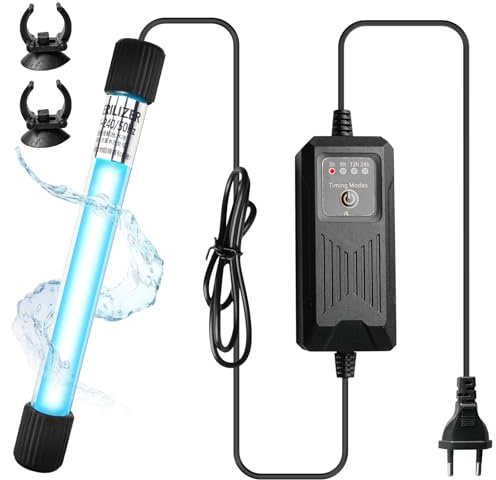 WIYETY Aquarium UV Sterilisator Lichtwith Timer, 13w Home UV Light Disinfectant, UV Sterilisationslampe, UV Licht Wasserklärer, Bakterien Tötung Lampe für Wasser Aquarien, Gartenteich, Fishbowl