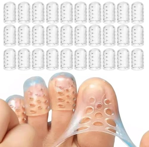 30 Piezas de Cubiertas de Dedos, Cubiertas Acolchadas para Los Dedos de Los Pies Protector Dedos Pie Silicona, Protectores de Dedos de Los Pies, Almohadillas Transparentes para Los Dedos de Los Pies