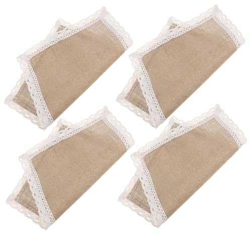 DECOMELODY 4pezzi Tovagliette in Lino Rettangolari Intrecciate in Iuta Naturale Resistenti Al Calore Lavabili Per Piatti Decorative Per Tavoli Da Pranzo e Eventi Speciali