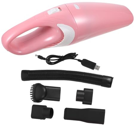 BESTOYARD Handheld Portable Car Vacuum Cleaner Usb Charging Mini Dry and Wet Dual Use Cordless Pink for Car and Home R-6054