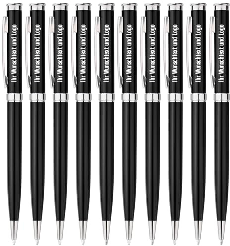 Gravurmaster 50 x Personalisiert Kugelschreiber Set mit Gravur von Logo/Text,Ideal Geschenk für Abschluss Rente Dank,Hochwertige Metall Drehkugelschreiber für Elternteil Kollegen Lehrer Studenten