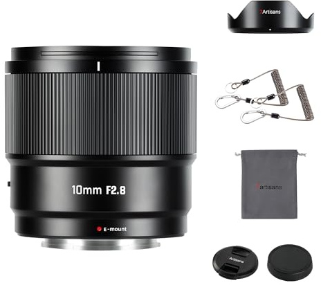 Lente Gran Angular 7artisans AutoFocus 10 mm F2.8 APS-C Compatible con Apertura automática/Manual y reconocimiento Facial/de Ojos, Compatible con Sony FS5/FS7/FS7M2/FS5M2K/A3000/A5000/A6000