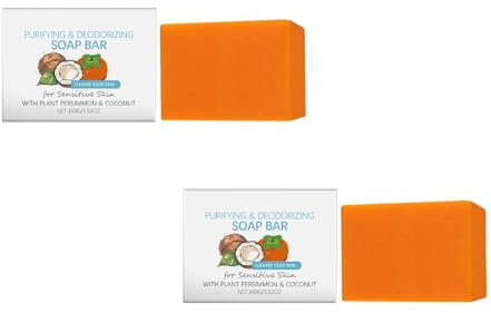 Persimmon Soap for Body Odour, Persimmon Goat Milk Soap for Face and Body Wash Natural Deodorant Bath Bar, Plant Extract Bath Bar, for Men Women Daily Bathing (2, Orange)