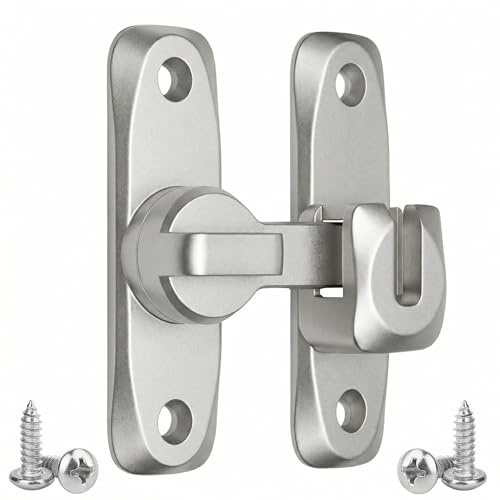 IGXX 90/180 Graders Vändbart Ladugårdsdörrlås – Silverfärgad Metallregel för Innerdörrar, Grindar, Skåp & Badrum – Robust Dörrbeslag med Rostskyddsbehandling (Silver, 75mm x 23mm x 4mm)