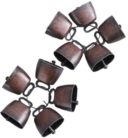 Veciado 10 Piezas de Cascabeles de Cobre para Pastoreo de Vacas, Caballos y Ovejas, Cascabeles de Bronce Ruidosos de Cobre para Animales de Granja de Ganado, Cascabeles PequeñOs de LatóN
