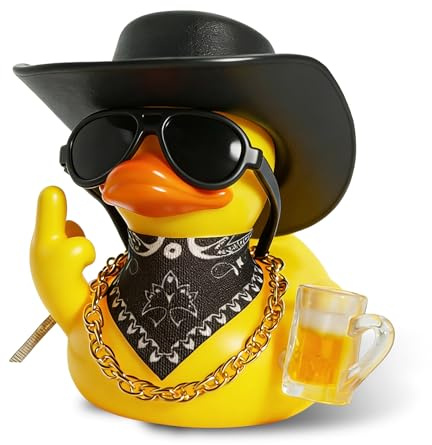 Rubber Duck Car Ornaments,Funny Western Cowboy Ducks with Hat & Glasses & Beer Mug,Novelty Rubber Ducks Car Dashboard Decorations,Rubber Duck Gifts & Cowboy Gifts for Office Desk, Party, Bath Toy