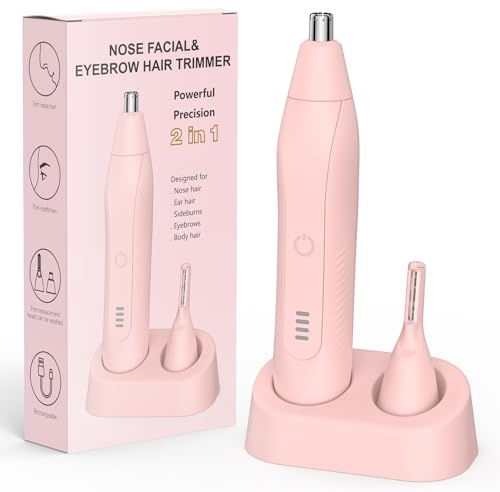 Setonia Nose Hair Trimmers for Men,Rechargeable Eyebrow Trimmer 2 in 1 Painless Multifunctional Ear and Nose Hair Trimmer with Dual Edge Blades Portable Design
