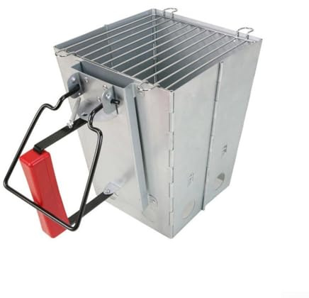 Accensione per camino a carbone, pieghevole con manico resistente al calore, per accendere il fuoco portatile, cestino di accensione pieghevole per campeggio e barbecue all'aperto