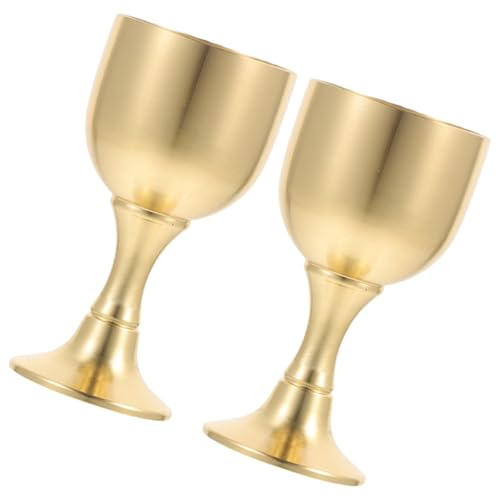 Toyvian Calice Catholique en Laiton 2 Pièces Pied Élégant pour Cérémonie Religieuse et Messe, Gobelet Liturgique Petit, Facile d'Entretien