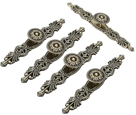 Mgoodoo 5PCS Vintage Cabinet Pulls, 3.7 Hole Spacing Antique Bronze Door Handle Furniture Knobs Pull for Kitchen Cabinets Cupboard Closet with 30 Screws