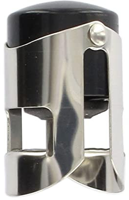 Fackelmann 49552 Bouchon à Champagne Bar Concept, Sektflaschenverschluss, Flaschenverschluss, Silikon 18/8, Edelstahl/Schwarz