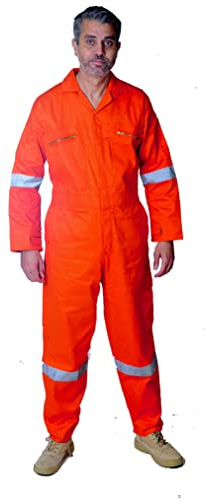 GRS Reflective Tape Boiler Suit Coverall Overalls Zip Pocket Safety Workwear Halloween Costume and Sizes: XSmll - 3XL