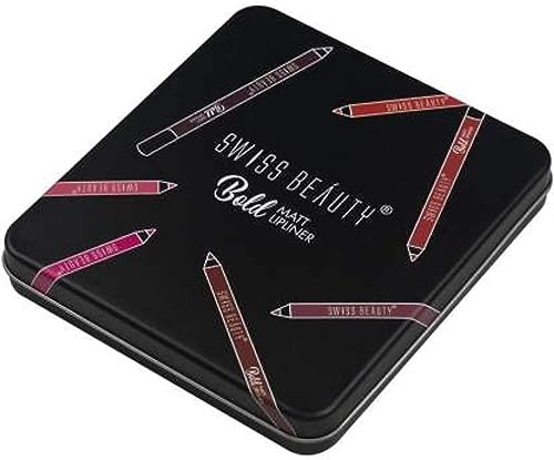 Swiss Beauty Bold Matte Lip Liner | Long-Lasting, Non-Drying Creamy Formula with Castor Oil, Lightweight, Easy Blend, Fuller Lip Effect, Dermatologically Tested | Matte Finish | 1.6 Gram, (Box Set)
