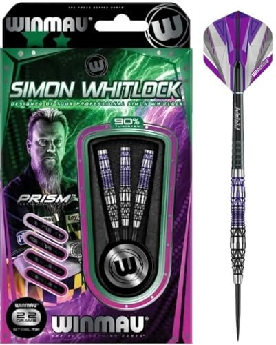 WINMAU Simon Whitlock Sonderedition 22g Profi Wolfram Steeltip Dartpfeile Set mit Flights und Schäfte