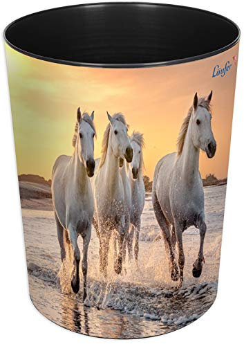 Läufer 26667 corbeille à papier avec motif chien et chat, poubelle de 13 litres, parfait pour la chambre d'enfant, rond, plastique solide, motifs différents