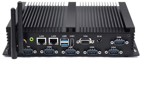 WEIDIAN Fanless Computer, Industrial Mini PC Win 10 i5 4200U 8GB RAM 256GB SSD, Fanless PC Linux Ubuntu, Industrial Computers 6x RS232 COM, Dual LAN, HD, VGA, WiFi, BT Support RAID Auto Power On