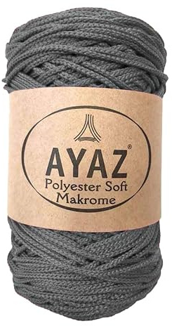 Macrame 3mm Craft Cord, Colored Soft Polyester 250 gr 175 m DIY Line, Wall Hanging Rope, Bag, Basket String, Crochet and Knitting Yarn (1193)