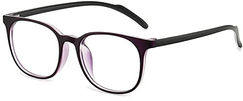 ANRRI Occhiali anti luce blu, occhiali da vista rotondi leggeri con filtro anti luce blu, occhiali da gioco per computer, montatura viola per uomo e donna
