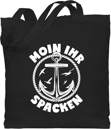 Shirtracer - Baumwolltasche - Sprüche Statement Spruch - Moin ihr Spacken mit Anker I