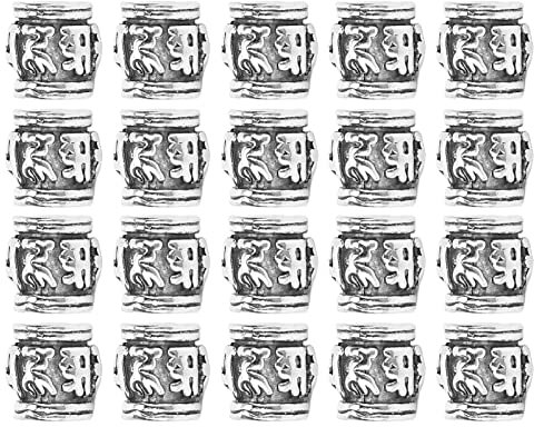 20 Stück Haar Bartperlen, Dreadlock Schmuck für Bart und Haare, einzigartige Formen zum Stylen und Verzieren, silberne Legierung für persönlichen Stil