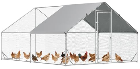 PawHut Pollaio da Esterno XXL 3x4x2m, Pollaio Ovaiole per Galline Esterno con Telaio Zincato, Rete Esagonale Copertura Anti-UV Impermeabile, Serratura, 8-12Polli, Anatre, Conigli, Giardino Fattoria