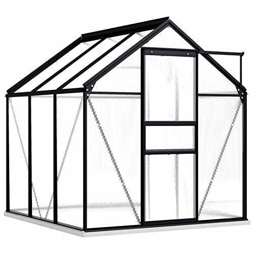 Festnight Serre de Jardin avec Base alu,Tente pour Plantes en Aluminium Serre de Jardin Polycarbonate Résistance aux UV avec fenêtres et l'orifice du Toit diverses modèles Anthracite 2,47 m²