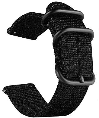 CNYMANY Bracelet de montre balistique universel de 22 mm, sangle de rechange en toile de nylon tissée avec fermeture à boucle réglable pour montre intelligente, traqueur de fitness – Noir