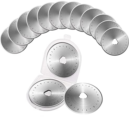Treki 10 Piezas 45mm Cuchillas de Corte Circular Rotativa Cuchilla para Cúter Redondas Cuchillas de Repuesto Para Fiskars, Olfa, Truecut & Martelli, Cortador Rotativo de Plástico de Telas