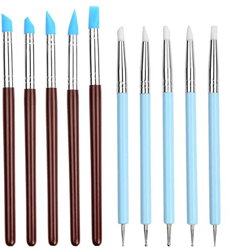 10 Stück Modellierwerkzeug Modellierung Töpferwerkzeug Polymer Ton Werkzeug Silikon Spitze Pinsel für Keramik Skulptur