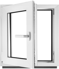 BauPLAZA - Finestra Serramenti in PVC - BIANCO - Vetro triplo - LxA 50 x 50 cm Sinistra - Rinforzo in acciaio - LxA 500 x 500 mm - Funzione Girevole - Ottima scelta