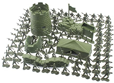 BYNYXI 100 Stück Spielfiguren Set von Armee Soldaten Figuren, 4 cm Plastik Soldaten Figuren, Militärische Soldatenfiguren, Flugzeuge, Militärspielset für Kinder Jungen